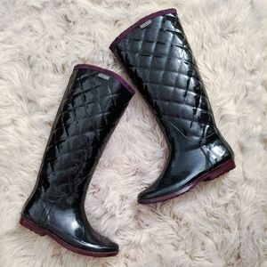 Tommy Hilfiger Black Quilted Rubber Rainboot